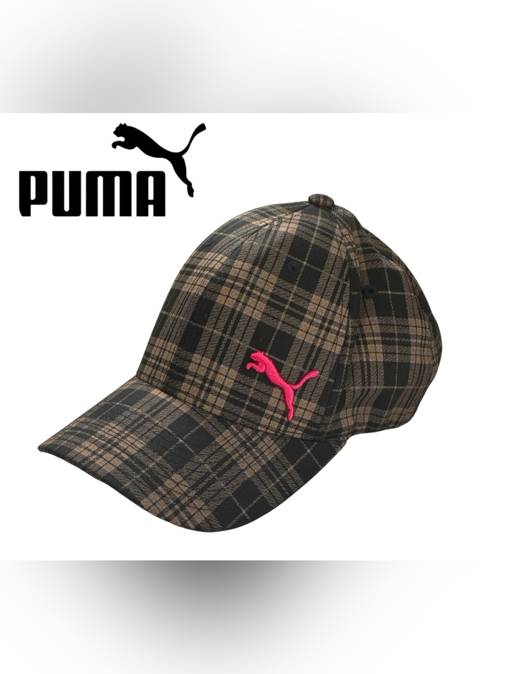 PLAID PUMA BASEBALL CAP WOMEN’S FLEXFIT HAT